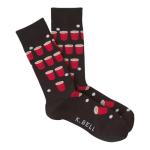 K. Bell Mens Fun Conversation Starter Crew - 1 Pairs Cool & Funny Pop Culture Gifts Casual Sock, Beer Pong (Black), 6.5-12 US