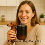 YIHDEB Dachshund Coffee Mug, Ceramic Cup With Ergonomic Handle; 3D Animal Detail And Dog-Shaped Design, Dachshund Drinkware For Pet Lovers, Cute Dog Themed Kitchen. Gifts for Dogg Owners.