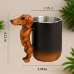 YIHDEB Dachshund Coffee Mug, Ceramic Cup With Ergonomic Handle; 3D Animal Detail And Dog-Shaped Design, Dachshund Drinkware For Pet Lovers, Cute Dog Themed Kitchen. Gifts for Dogg Owners.