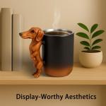 YIHDEB Dachshund Coffee Mug, Ceramic Cup With Ergonomic Handle; 3D Animal Detail And Dog-Shaped Design, Dachshund Drinkware For Pet Lovers, Cute Dog Themed Kitchen. Gifts for Dogg Owners.