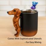 YIHDEB Dachshund Coffee Mug, Ceramic Cup With Ergonomic Handle; 3D Animal Detail And Dog-Shaped Design, Dachshund Drinkware For Pet Lovers, Cute Dog Themed Kitchen. Gifts for Dogg Owners.