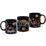 1PCS Colorful Chameleon Ceramic Mug, Customized Name Black Cup With Floral Design, Personalized Nature-Inspired Coffee Mug, Gift For Reptile Enthusiasts, Custom Full Wrap Cup 11oz 15oz