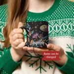 1PCS Colorful Chameleon Ceramic Mug, Customized Name Black Cup With Floral Design, Personalized Nature-Inspired Coffee Mug, Gift For Reptile Enthusiasts, Custom Full Wrap Cup 11oz 15oz