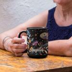 1PCS Colorful Chameleon Ceramic Mug, Customized Name Black Cup With Floral Design, Personalized Nature-Inspired Coffee Mug, Gift For Reptile Enthusiasts, Custom Full Wrap Cup 11oz 15oz