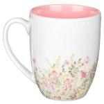 WITH LOVE Floral Coffee/Tea Mug Set Inspirational Faith Hope Love Teal, Pink, Blue Floral 3pc, Microwave/Dishwasher Safe 12oz