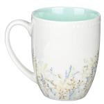 WITH LOVE Floral Coffee/Tea Mug Set Inspirational Faith Hope Love Teal, Pink, Blue Floral 3pc, Microwave/Dishwasher Safe 12oz