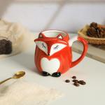 Hand-Painted 3D Fox Ceramic Coffee Mug