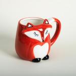 Hand-Painted 3D Fox Ceramic Coffee Mug