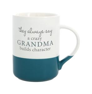 Pavilion Gift Company - Crazy Grandma Builds Character - 18 oz Stoneware Coffee Mug Tea Cup Gramma Grandmom Mimi Nana Grandmother Gift Present