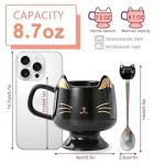 Christmas Mugs High-Footed Ceramic Cat Mug – 13.5oz Unique Coffee Cup with kitty Expression Design, Fun Gift for Women, Girls, Kids, Cat Lovers (black)