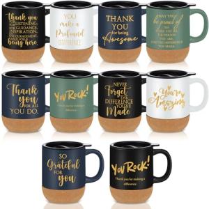 Rtteri 10 Pcs 15 oz Christian Coffee Mugs Christmas Employee Appreciation Gift Thank You Mugs Ceramic Coffee Cups Coworker Motivational Team Gift for Teacher Men Women Group Office