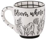 Glory Haus Everyday Inspirational and Happy Jumbo Coffee or Soup Mugs, Hand Painted 16oz Ceramic - Adventure, Camping, Faith, Lake, Mountains, Dog, Cat, Sunshine (Bloom Where You Are Planted)