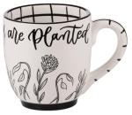 Glory Haus Everyday Inspirational and Happy Jumbo Coffee or Soup Mugs, Hand Painted 16oz Ceramic - Adventure, Camping, Faith, Lake, Mountains, Dog, Cat, Sunshine (Bloom Where You Are Planted)