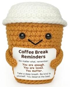 Krinisou Coffee Lovers Birthday Gifts for Women Men, Positive Animals Espresso Themed Office Desk Decor, Inspirational Motivational Encouragement Little Reminders Present