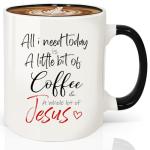 MQPPKJ Christian Gifts for Women Ceramic Coffee Mug, Religious Gifts, Inspirational Scripture Coffee&Tea Mug, Bible Verse: Jesus & Coffee, Microwave and Dishwasher-safe (White-RED Jesus)