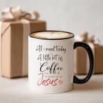 MQPPKJ Christian Gifts for Women Ceramic Coffee Mug, Religious Gifts, Inspirational Scripture Coffee&Tea Mug, Bible Verse: Jesus & Coffee, Microwave and Dishwasher-safe (White-RED Jesus)