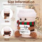 AGIFTMIND Positive Coffee Funny Handmade Crochet Cup with Uplifting Card, Unique Gifts for Coffee Lovers Women Friends Birthday Graduation (XmasEspresso)