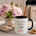MQPPKJ Christian Gifts for Women Ceramic Coffee Mug, Religious Gifts, Inspirational Scripture Coffee&Tea Mug, Bible Verse: Jesus & Coffee, Microwave and Dishwasher-safe (White-RED Jesus)
