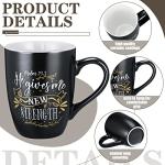 Jinei 4 Pcs Christian Coffee Mugs Set Black Stoneware Bible Coffee Mugs for Men Women Religious Inspirational Motivational Encouragement Gifts, 12 oz