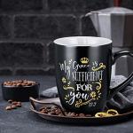 Jinei 4 Pcs Christian Coffee Mugs Set Black Stoneware Bible Coffee Mugs for Men Women Religious Inspirational Motivational Encouragement Gifts, 12 oz
