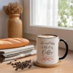 MQPPKJ Christian Gifts for Women Ceramic Coffee Mug, Religious Gifts, Inspirational Scripture Coffee&Tea Mug, Bible Verse: Jesus & Coffee, Microwave and Dishwasher-safe (White-RED Jesus)