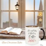 MQPPKJ Christian Gifts for Women Ceramic Coffee Mug, Religious Gifts, Inspirational Scripture Coffee&Tea Mug, Bible Verse: Jesus & Coffee, Microwave and Dishwasher-safe (White-RED Jesus)