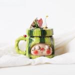 Catering utensils watermelon pig cute milk cup mug coffee funny creative underglaze