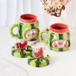 Catering utensils watermelon pig cute milk cup mug coffee funny creative underglaze