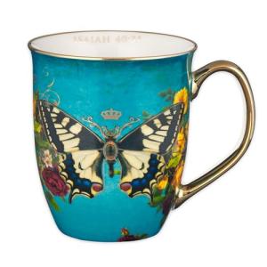 Christian Art Gifts Teal Butterfly Ceramic Coffee Mug with Gold Accents – 14 oz. Lead & Cadmium-free Inspirational Scripture Coffee and Tea Mug for Women & Men with Bible Verse: Hope – Isaiah 40:31