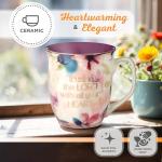 Christian Art Gifts Large Ceramic Inspirational Scripture Coffee & Tea Mug for Women: Trust in the Lord Golden Bible Verse, Non-toxic Lead/Cadmium-Free Cup, White & Purple Watercolor Floral, 14 oz.