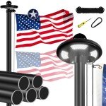 25 FT Heavy Duty Flag Pole Kit with Solar Light