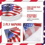 100 Pcs American Flag Party Plates & Napkins