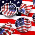 100 Pcs American Flag Party Plates & Napkins