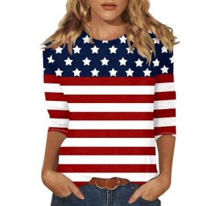 Patriotic Women's 4th of July Flag Top