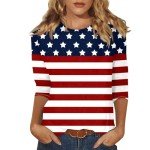 Patriotic Women's 4th of July Flag Top