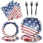 100 Patriotic Party Plates and Napkins Set