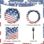 100 Patriotic Party Plates and Napkins Set