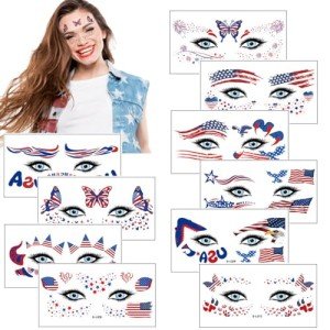 4th of July Patriotic Face Tattoo Stickers