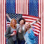 Red, White, and Blue Tinsel Fringe Curtains Set