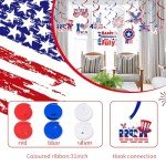 30 Pcs Red, White, and Blue Hanging Decorations