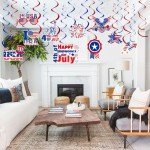 30 Pcs Red, White, and Blue Hanging Decorations
