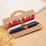 Patriotic 4th of July Beaded Bracelet Set