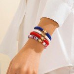 Patriotic 4th of July Beaded Bracelet Set