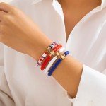 Patriotic 4th of July Beaded Bracelet Set