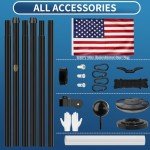 Heavy Duty 25 FT Flag Pole with Solar Light