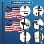 Heavy Duty 25 FT Flag Pole with Solar Light