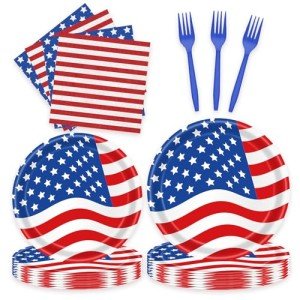 96-Pc 4th of July Patriotic Party Tableware Set