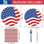 96-Pc 4th of July Patriotic Party Tableware Set