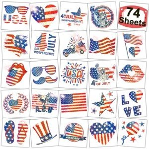 Glitter 4th of July Temporary Tattoos for Kids