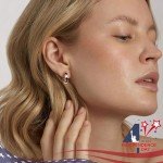 Patriotic American Flag Silver Hoop Earrings